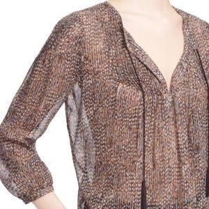 Joie - 'Suzetta' Split Neck Print Silk Blouse